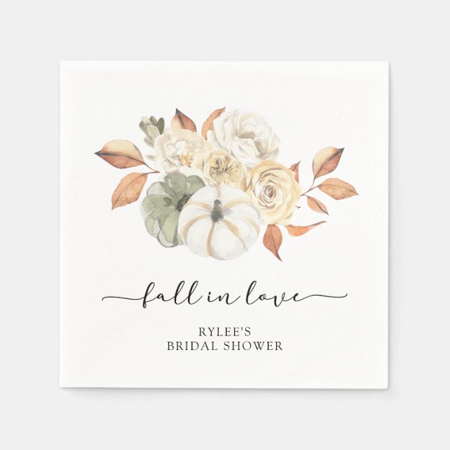Rustic Autumn Pumpkin Bridal Shower Napkins (Front)