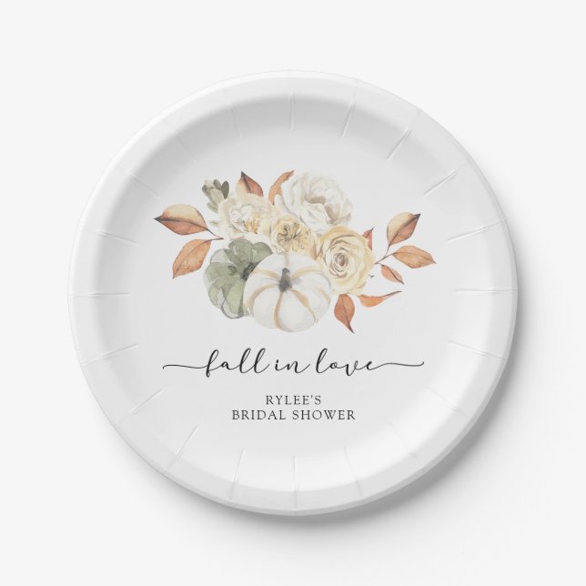 Rustic Autumn Pumpkin Bridal Shower Paper Plates (Front)