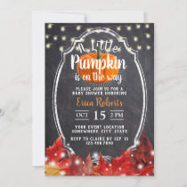 Rustic Autumn Pumpkin Chalkboard Baby Shower Invitation
