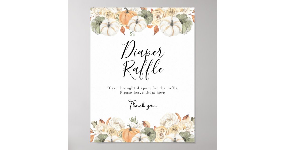 Rustic Autumn Pumpkin Diaper Raffle Sign | Zazzle