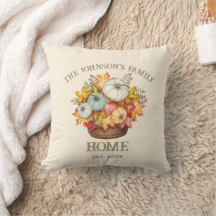 Rustic Autumn Pumpkin Family Home Harvest Throw Pillow