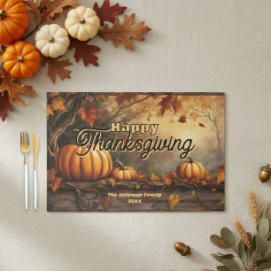 Rustic Autumn Pumpkin Family Thanksgiving Placemat