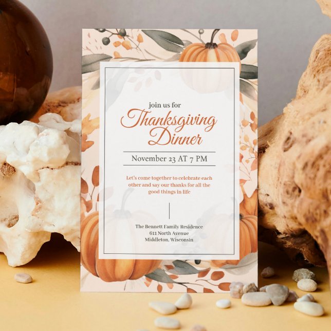 Rustic Autumn Pumpkin Harvest Thanksgiving Invitation (Creator Uploaded)