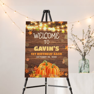 Rustic Autumn Pumpkin Patch Birthday Welcome Sign