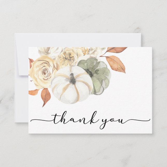 Rustic Autumn Pumpkin Thank You Card (Front)