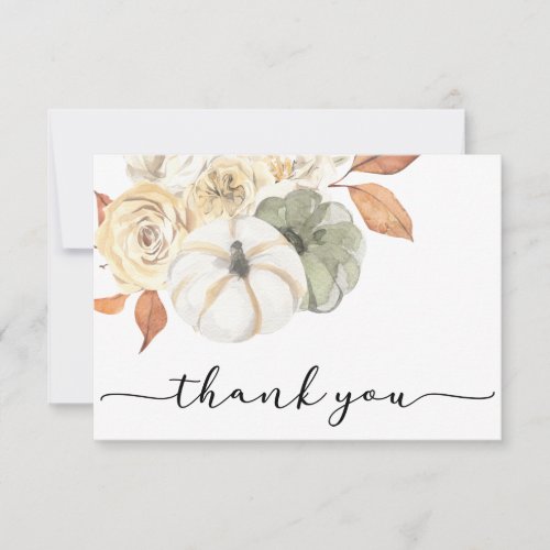 Rustic Autumn Pumpkin Thank You Card