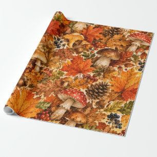 Rustic Autumn Pumpkin Watercolor Pattern Wrapping Paper
