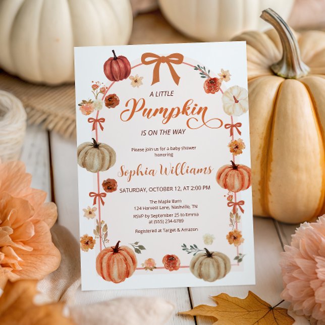 Rustic Autumn Pumpkins and Bows Baby Shower  Invitation (Creator Uploaded)