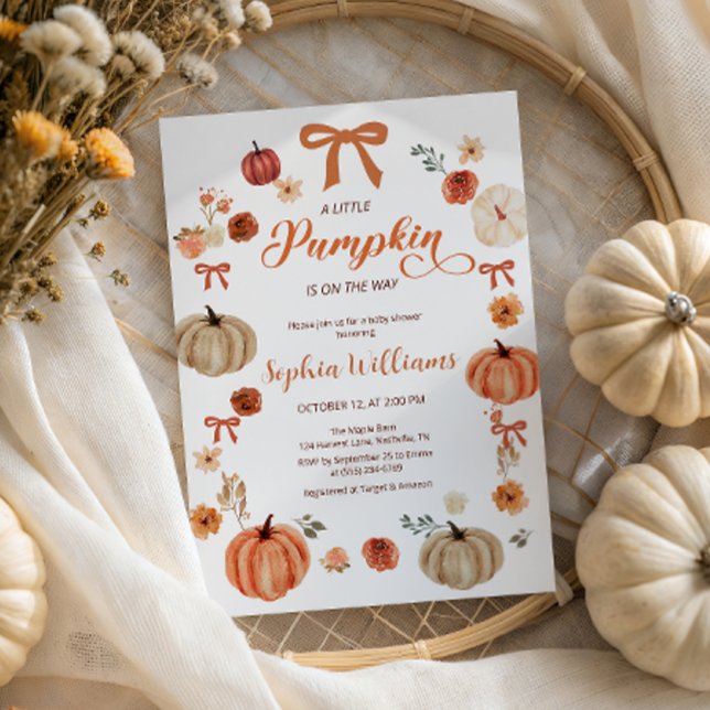 Rustic Autumn Pumpkins and Bows Baby Shower  Invitation (Creator Uploaded)