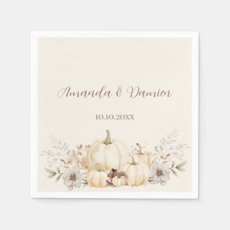 Rustic Autumn Pumpkins Elegant Wedding Napkins