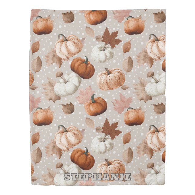 Rustic Autumn Pumpkins & Fall Leaves (2) Duvet Cover (Front)
