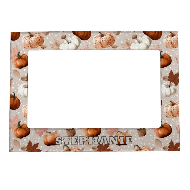 Rustic Autumn Pumpkins & Fall Leaves (2) Magnetic Frame (Front)