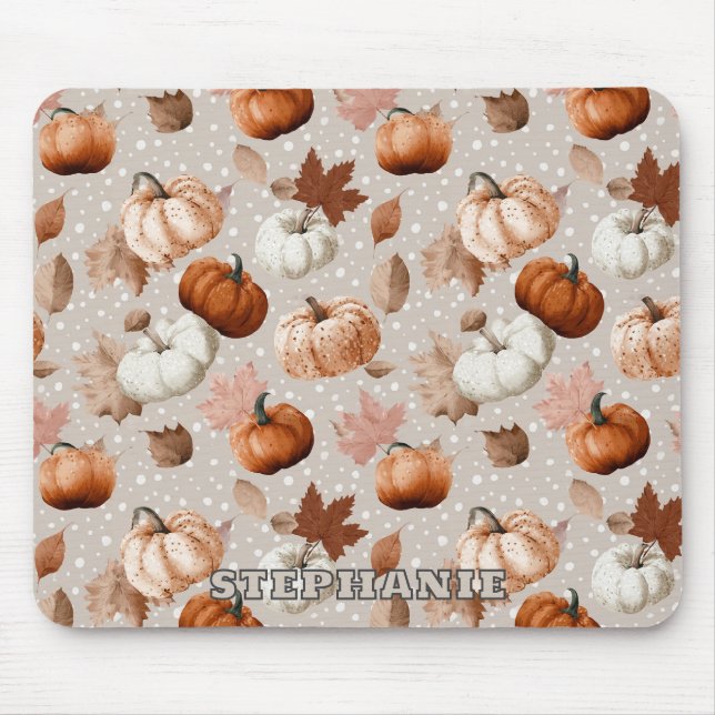 Rustic Autumn Pumpkins & Fall Leaves (2) Mouse Pad (Front)