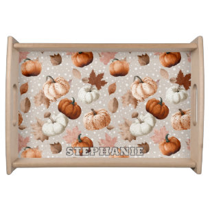 Rustic Autumn Pumpkins & Fall Leaves (2) Serving Tray