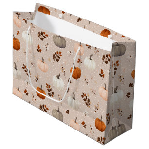 Rustic Autumn Pumpkins & Fall Leaves Large Gift Bag