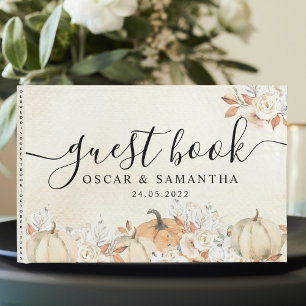 Rustic Autumn Pumpkins & Flowers Guest Book