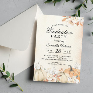 Rustic Autumn Pumpkins & Flowers Invitation