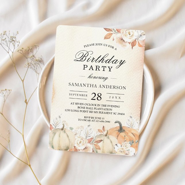 Rustic Autumn Pumpkins & Flowers  Invitation (Creator Uploaded)