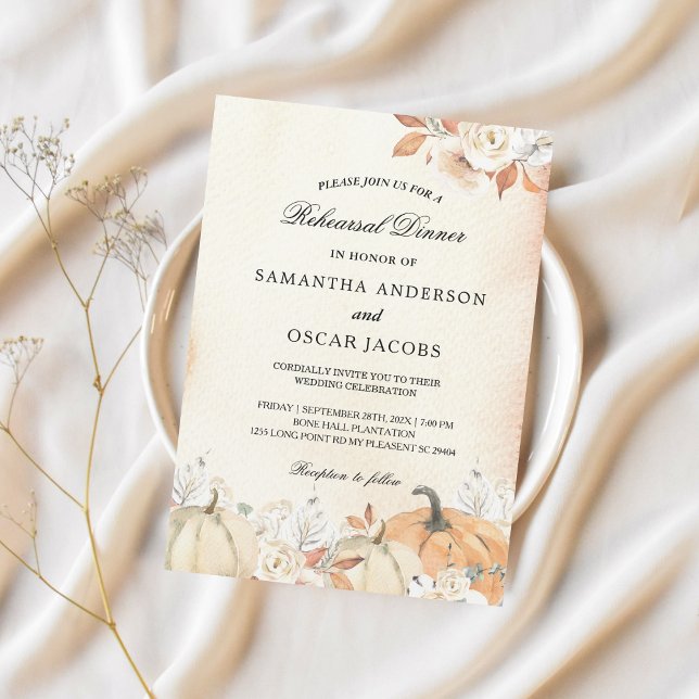 Rustic Autumn Pumpkins & Flowers  Invitation (Creator Uploaded)