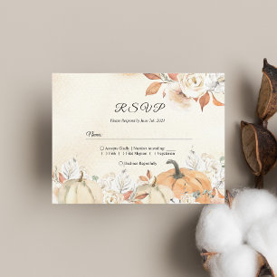 Rustic Autumn Pumpkins & Flowers  Invitation Postcard