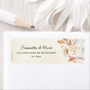 Rustic Autumn Pumpkins & Flowers  Label