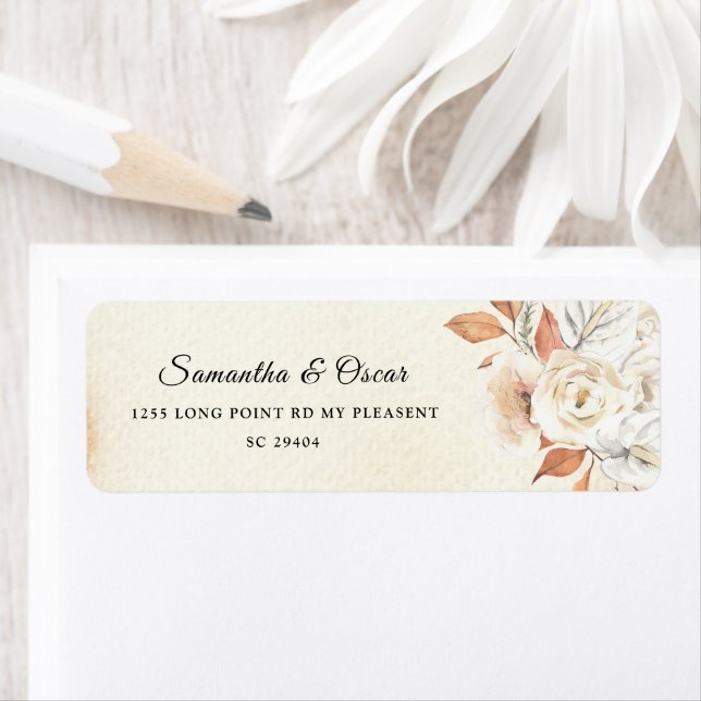 Rustic Autumn Pumpkins & Flowers  Label (Insitu)