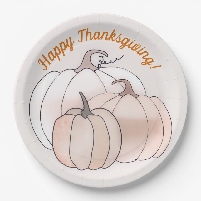 Rustic Autumn Pumpkins  Paper Plates (Front)