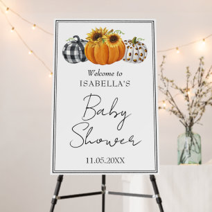 Rustic Autumn Pumpkins Welcome Baby Shower Sign