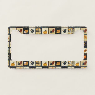 Rustic Autumn Quilt Pattern   Farmhouse Patchwork License Plate Frame