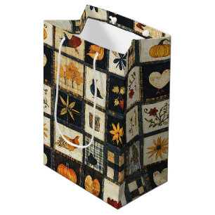 Rustic Autumn Quilt Pattern   Farmhouse Patchwork Medium Gift Bag