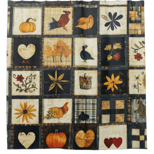 Rustic Autumn Quilt Pattern Farmhouse Patchwork Shower Curtain