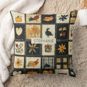 Rustic Autumn Quilt Pattern   Farmhouse Patchwork Throw Pillow