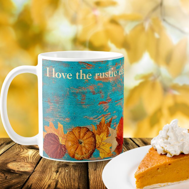 Rustic Autumn Red Leaves & Pumpkins Inspirational Coffee Mug (Creator Uploaded)
