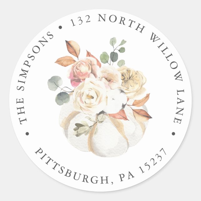 Rustic Autumn Return Address Classic Round Sticker (Front)