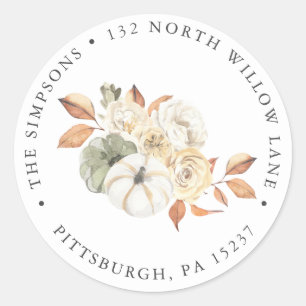 Rustic Autumn Return Address Classic Round Sticker