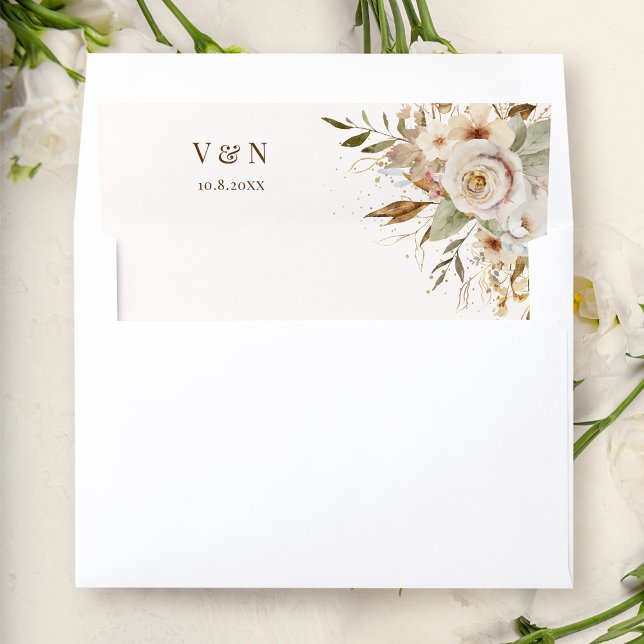 Rustic Autumn Roses Botanical Envelope Liner (Creator Uploaded)
