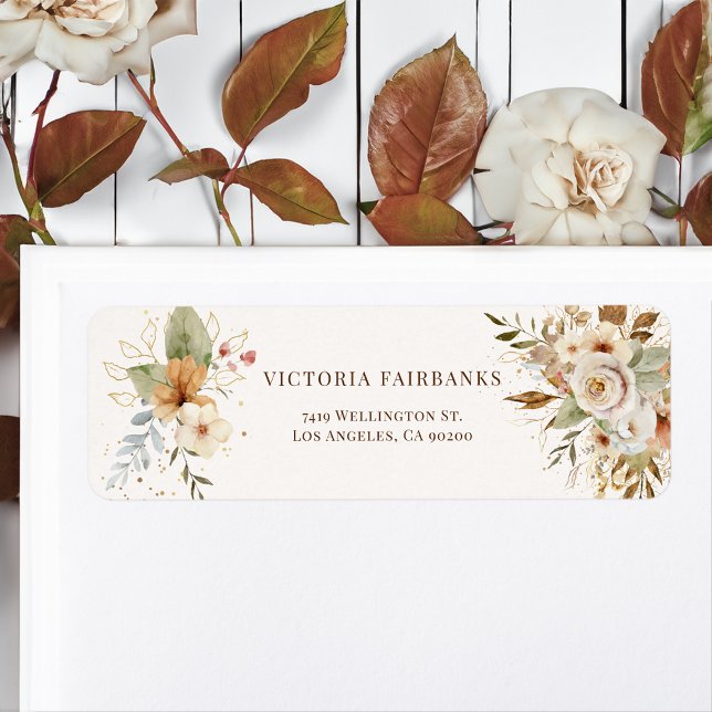 Rustic Autumn Roses Botanical Label (Creator Uploaded)