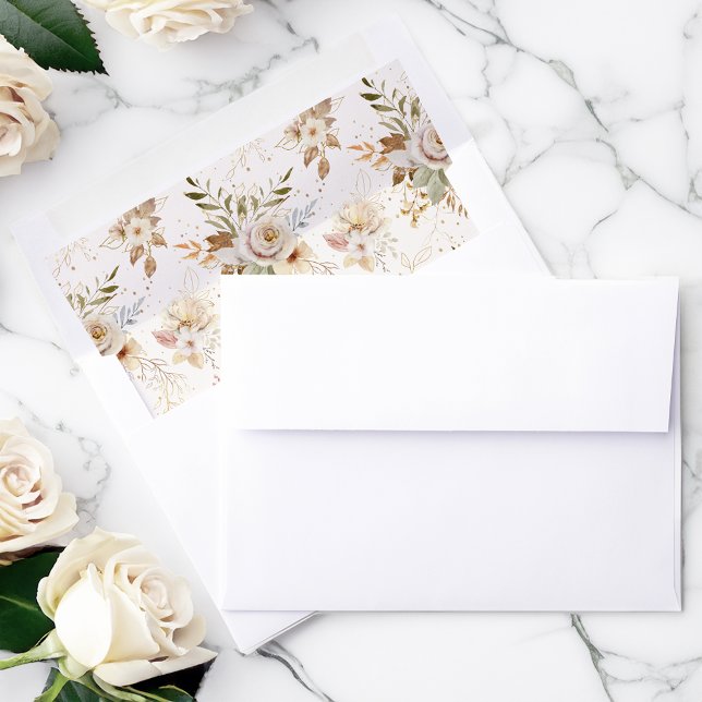 Rustic Autumn Roses Botanical Pattern Envelope Liner (Creator Uploaded)