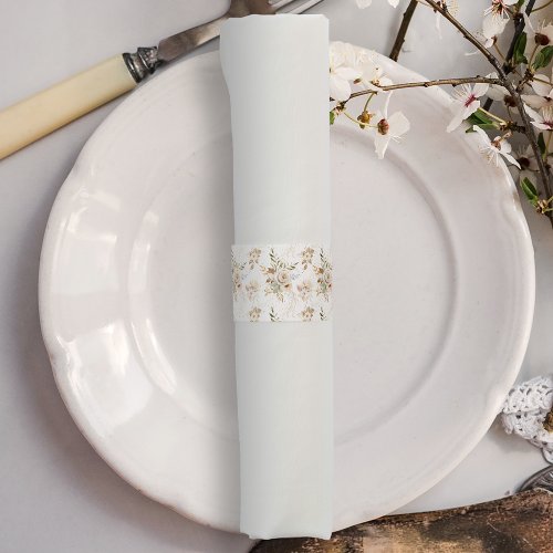 Rustic Autumn Roses Botanical Pattern Napkin Bands