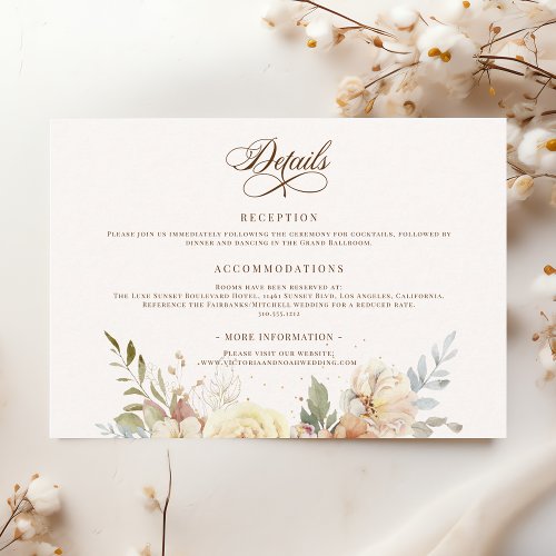 Rustic Autumn Roses Botanical Script Enclosure Card