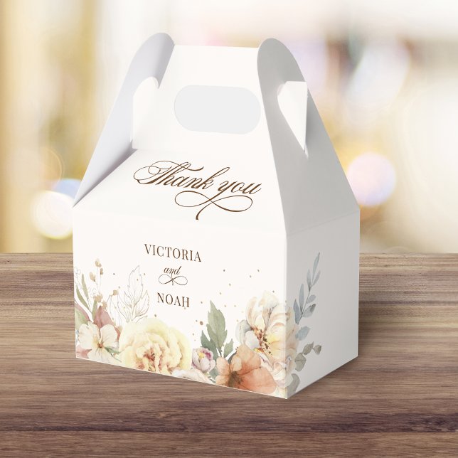 Rustic Autumn Roses Botanical Script Favor Boxes (Creator Uploaded)