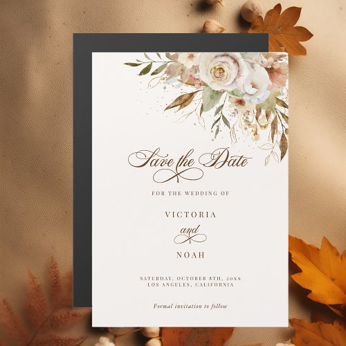 Rustic Autumn Roses Script Save the Date