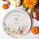 Rustic Autumn Roses Watercolor Botanical  Paper Plates<br><div class="desc">The romance of an Autumn wedding is captured in this elegant design featuring watercolor roses and greenery in warm Fall colors of terracotta, ivory, rust, chestnut, dusty blue and sage green with touches of gold sparkles. This design also features unique text graphics in a custom calligraphy script font with color...</div>
