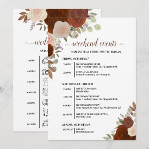 Rustic Autumn Roses Wedding Events & Timeline Program