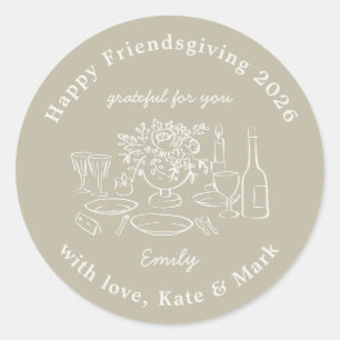Rustic Autumn Sage Friendsgiving Party Favor Classic Round Sticker