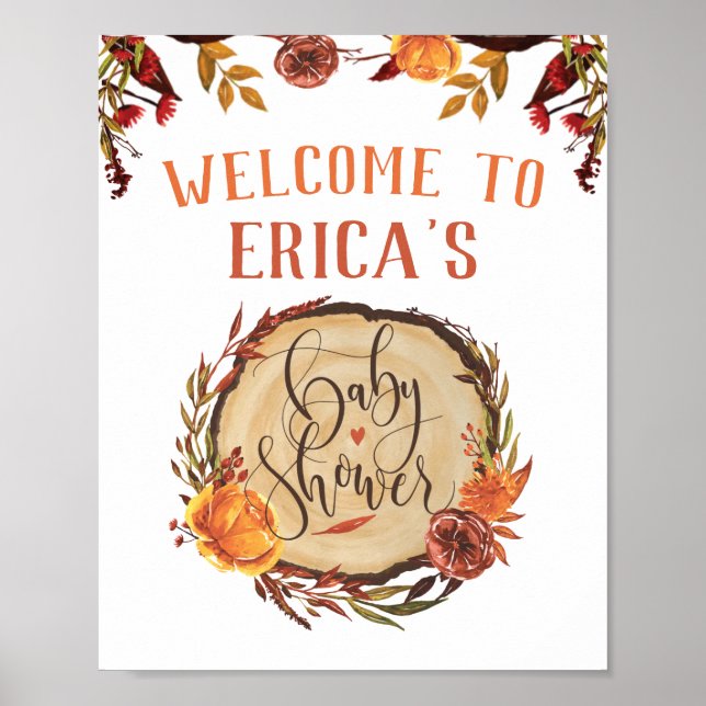 Rustic Autumn Shower Welcome Sign (Front)