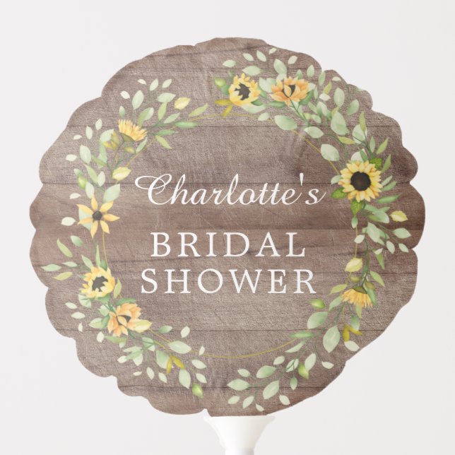 Rustic Autumn Sunflower Bridal Shower Balloon (Front)