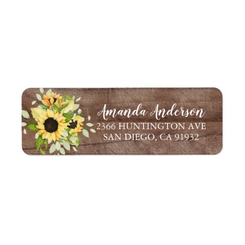 Rustic Autumn Sunflower Bridal Shower Labels