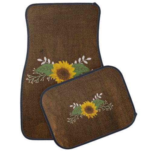 Rustic Autumn Sunflower Car Mat