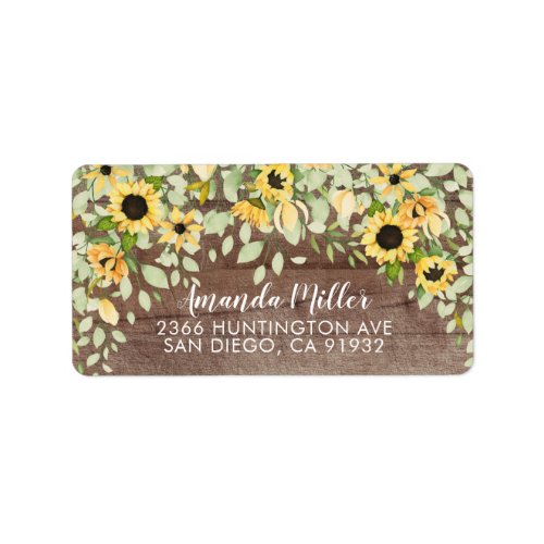 Rustic Autumn Sunflower Floral Return Address Label